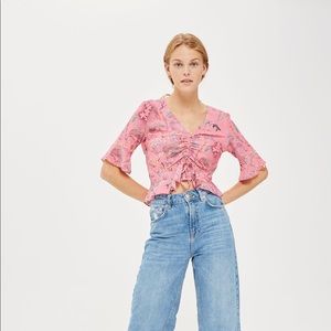 Topshop magical print ruched top pink 8 medium